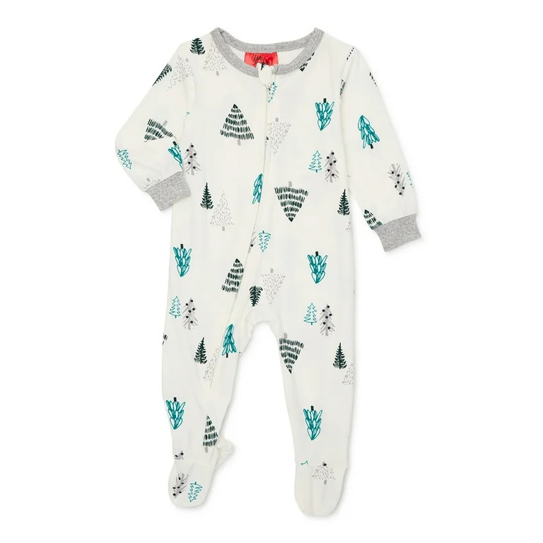 Jolly Jammies Baby Holiday Tree Print Matching Family Pajamas Microfleece Sleeper, Sizes 0M-6M - ... | Walmart (US)