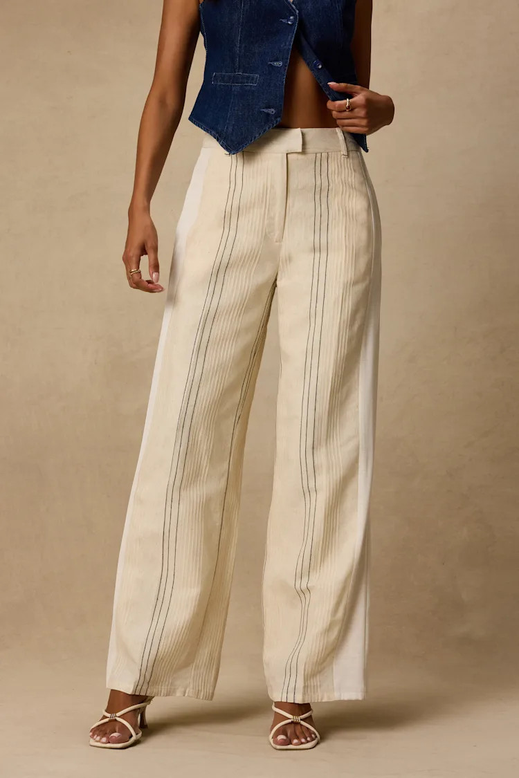Kara Cream Striped Wide-Leg Pants | Lulus