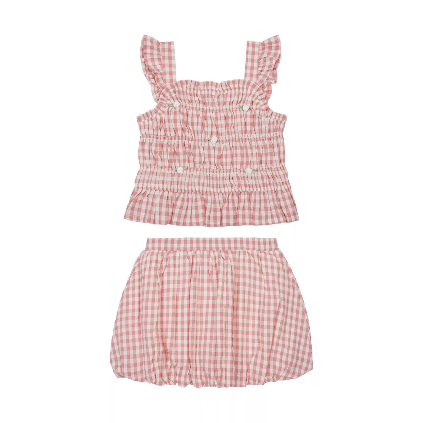Girls 4-6 Little Lass 2-Piece Gingham Top & Skort Set, Girl's, Conch White | Kohl's