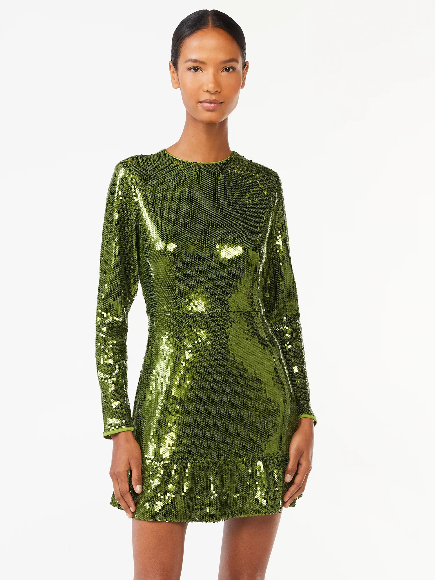 Scoop Women's Sequin Mini Dress with Ruffled Hem - Walmart.com | Walmart (US)