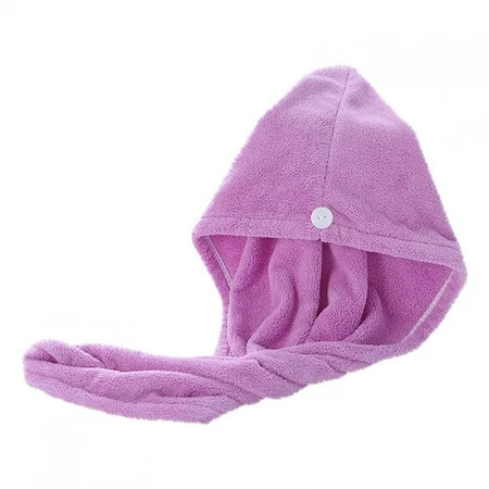 EQWLJWE Hair Drying Towel with Button Coral Velvet Thickening to Increase Soft Absorbent Shower Cap  | Walmart (US)