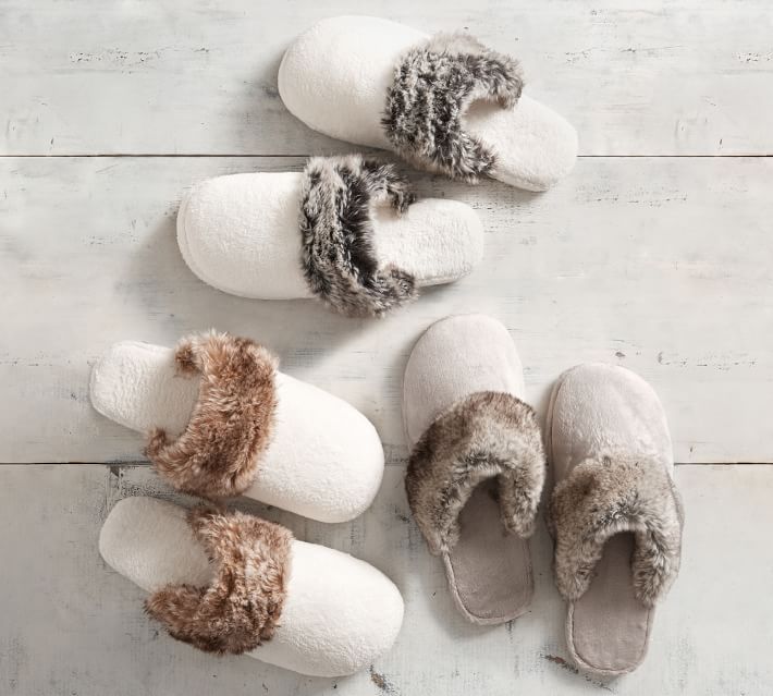Faux Fur Slippers | Pottery Barn | Pottery Barn (US)