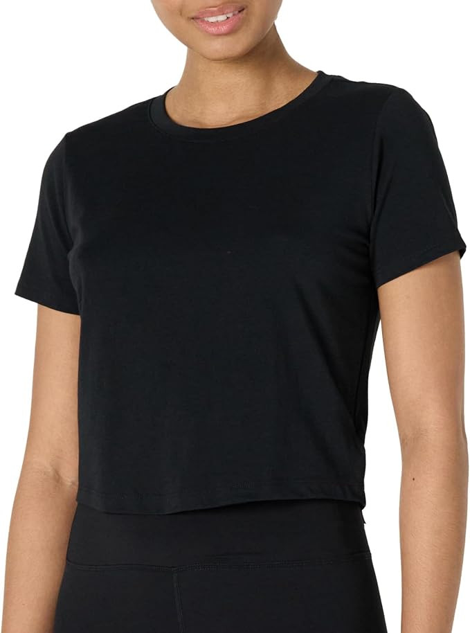 Amazon Essentials Women's Active Soft Cotton Crewneck Short Sleeve Yoga Workout Lightweight Cropp... | Amazon (US)