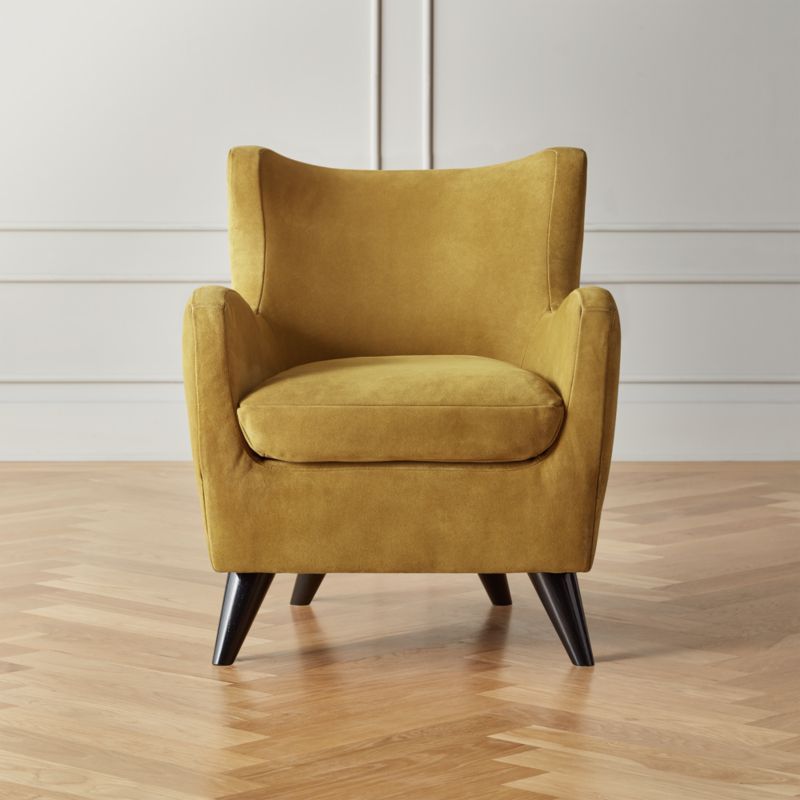 Amber Mustard Suede Chair + Reviews | CB2 | CB2