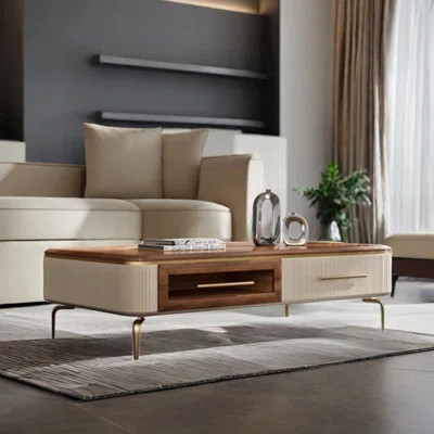 Light luxury design sense solid wood coffee table | Wayfair North America