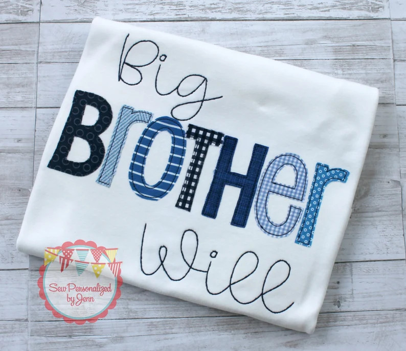 Boys Big Brother Shirt Appliqued Monogrammed Personalized Shirt - Etsy | Etsy (US)