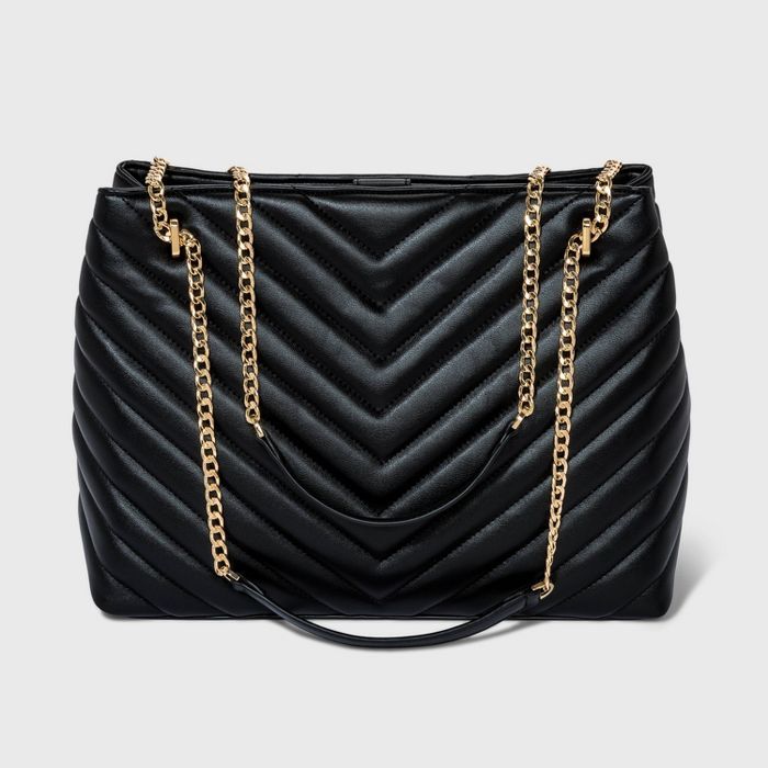 Quilted Chain Handle Tote Handbag - A New Day&#8482; Black | Target