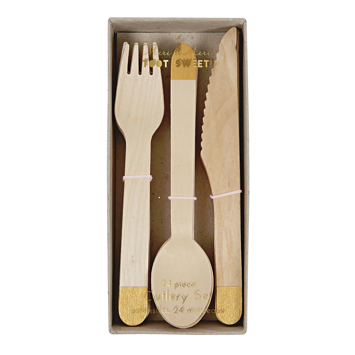Gold Wooden Cutlery Set (x 24) | Meri Meri