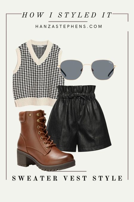How I styled the houndstooth sweater vest and leather shorts. Both are under $30 from Amazon! 

#LTKstyletip #LTKSeasonal #LTKunder50