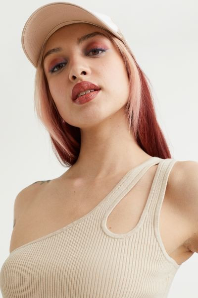 New ArrivalFitted, cropped, one-shoulder top in a ribbed viscose blend. One wide shoulder strap w... | H&M (US + CA)