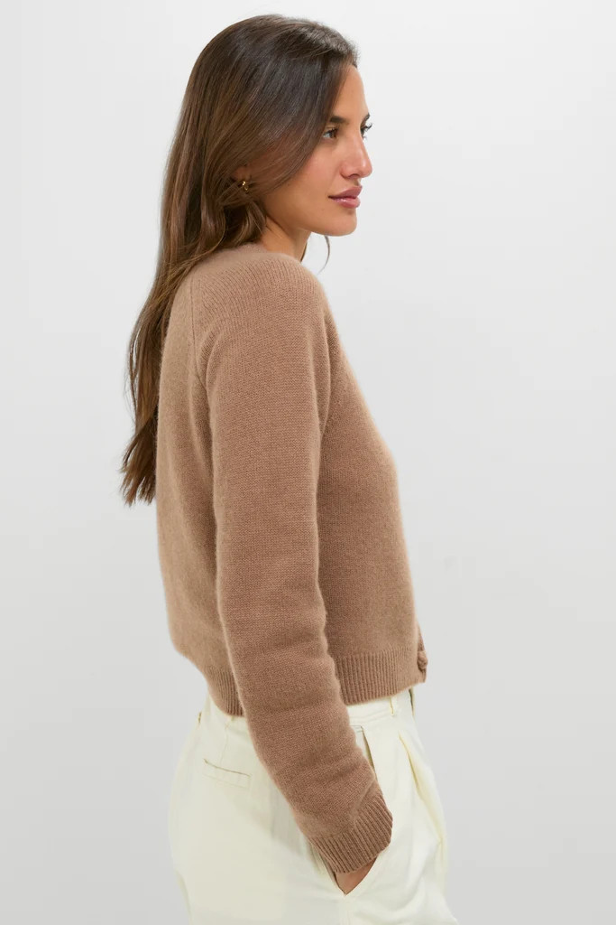 Mocha Cashmere Knot Button Phoebe Cardigan | Tuckernuck (US)