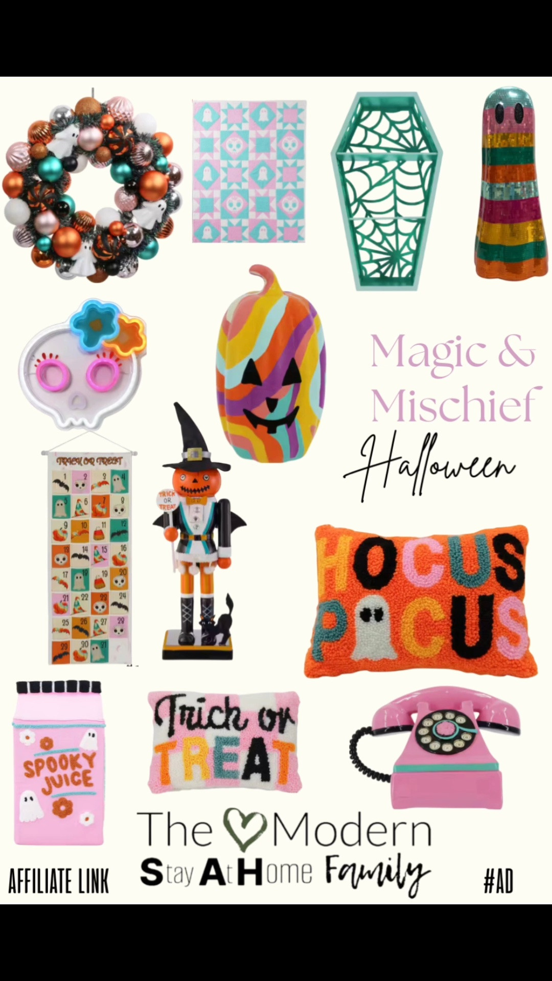 ✨ Magic & Mischief Halloween ✨

If your Halloween style is more colorful, whimsical, and vintage than spooky, this collection is for you! From pastel ghosts and rainbow pumpkins to retro Halloween décor, cozy Halloween pillows, festive wreaths, and statement accents, these finds bring the perfect mix of magic, nostalgia, and playful charm to your home. Whether you’re decorating your front porch, living room, entryway, or creating the ultimate Halloween aesthetic, these unique pieces make it easy to create a fun, inviting space you’ll love all season long. Save this collection for Halloween decorating inspiration and shop all of my favorite finds through my LTK!

Halloween decor, Halloween home decor, colorful Halloween decor, pastel Halloween, whimsical Halloween, vintage Halloween, retro Halloween decor, Halloween aesthetic, spooky cute decor, ghost decor, pumpkin decor, Halloween wreath, Halloween pillows, Halloween lantern, Halloween nutcracker, Halloween throw blanket, Halloween countdown calendar, Halloween kitchen decor, Halloween entryway decor, front porch Halloween decor, cozy Halloween home, boutique Halloween decor, unique Halloween decorations, trendy Halloween decor, fall home decor, seasonal decorating, Halloween inspiration, cute Halloween finds, LTK Halloween, Amazon Halloween decor, Walmart Halloween decor, Target Halloween decor, Halloween shopping, colorful fall decor, magic and mischief Halloween.

#LTKHome #LTKSaleAlert #LTKSeasonal