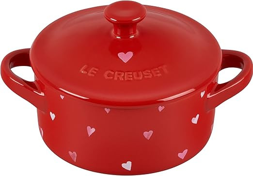 Le Creuset L'Amour Collection Stoneware Mini Round Cocotte, 8oz., Cerise with Heart Applique | Amazon (US)