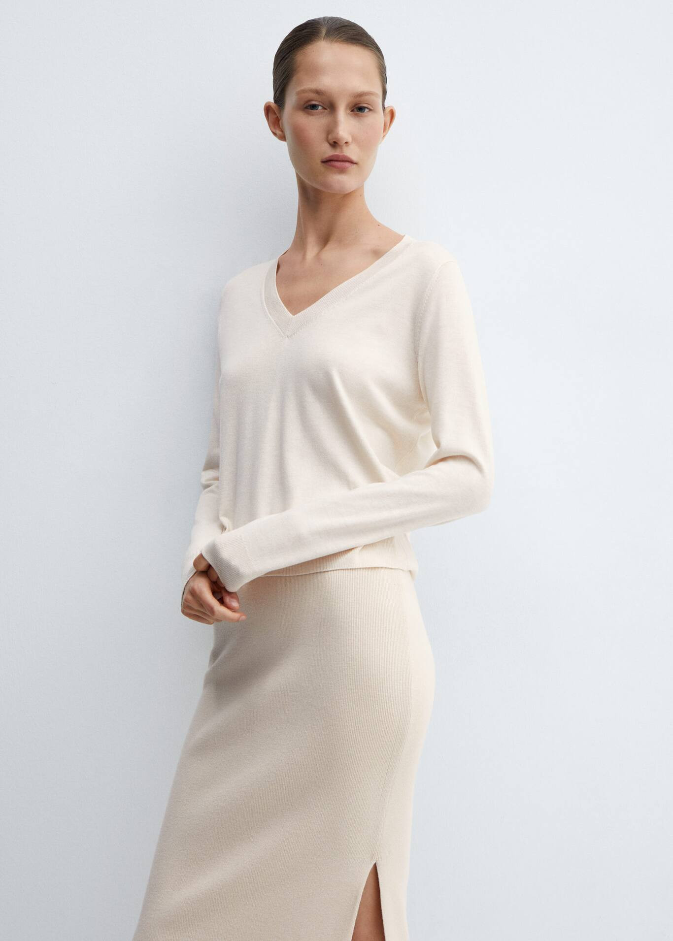 V-neck knit sweater -  Women | Mango USA | MANGO (US)