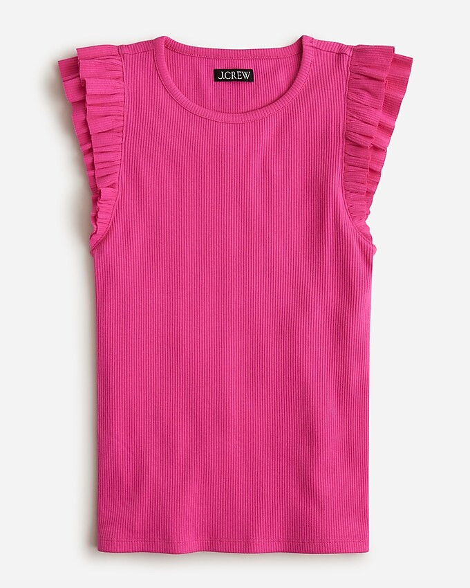 Vintage rib ruffle-sleeve shirt | J. Crew US
