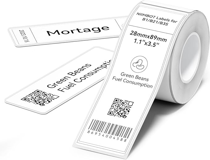 NIIMBOT Labels for B1/B2/B21/B3S/K3, Thermal Printer Labels 1.1" x 3.5"(28x89mm), Label Maker Tap... | Amazon (US)