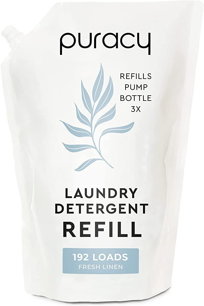 Puracy Natural Liquid Laundry Detergent Refill, 192 Loads, Fresh Linen, 95% Plastic-Free Packagin... | Amazon (US)