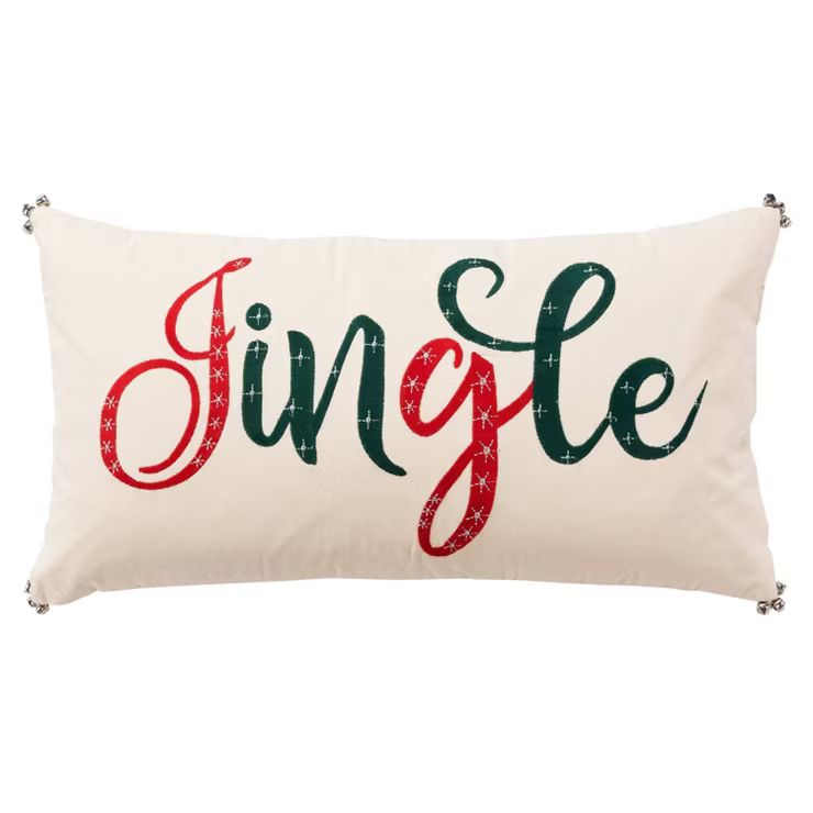 14"x26" Oversized 'Jingle' Poly Filled Lumbar Throw Pillow Beige - Rizzy Home | Target