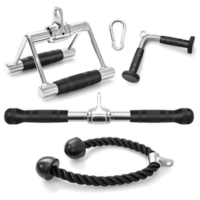 Costway 4 PCS Cable Machine Attachment Set V-Shaped Press Down Bar Double D Handle | Target
