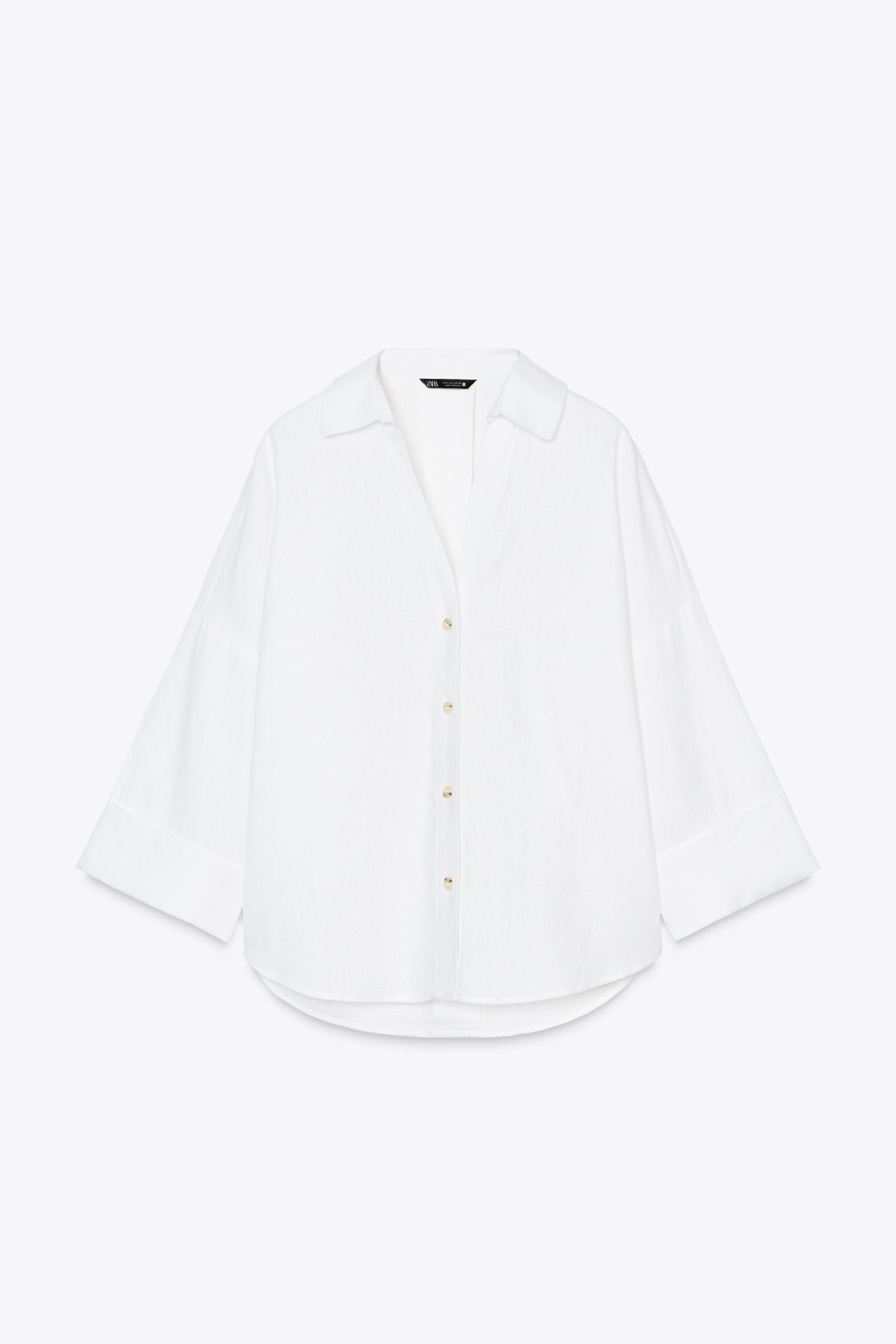 WIDE SLEEVE LINEN SHIRT | Zara US