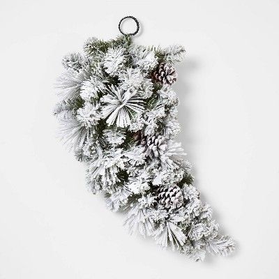 28in Unlit Artificial Pine Christmas Swag with Flocked Pinecones - Wondershop&#8482; | Target