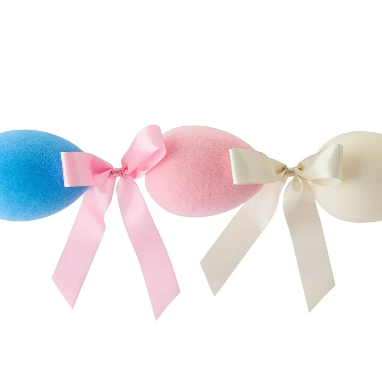 Flocked Egg Garland with Bows, Multicolor, 6', Easter by Way To Celebrate | Walmart (US)