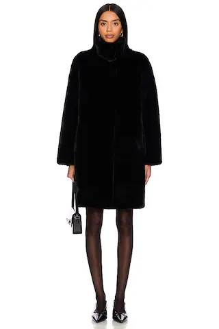 Blair Mid Length Coat in Noir | Revolve Clothing (Global)