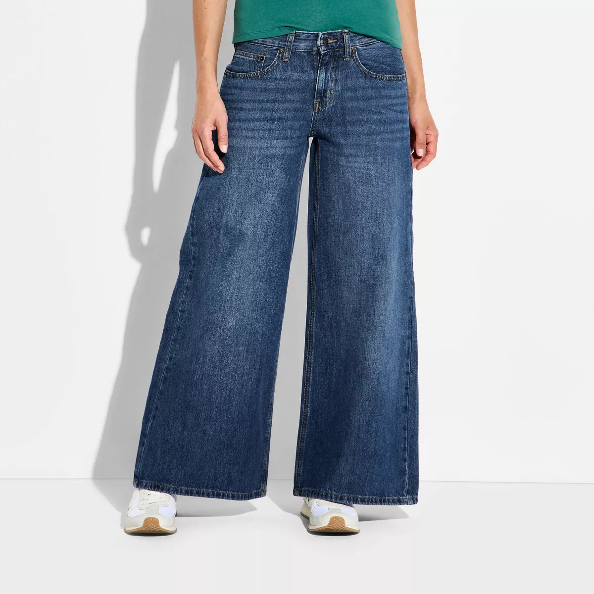 Women's Low-Rise Ultra Wide Leg Jeans - Wild Fable\u2122 Dark Wash 2 Long | Target