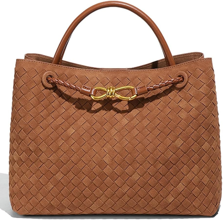 Suede Woven Tote Bag for Women PU Leather Hobo Bags Casual Crossbody Purse Shoulder Satchel Bag T... | Amazon (US)