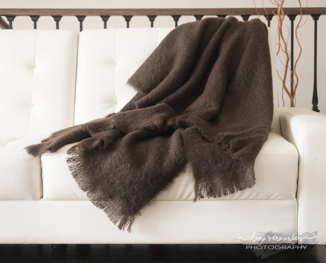 Mohair Blanket Throw Brown Chocolate 100% Angora Mohair - Etsy | Etsy (US)