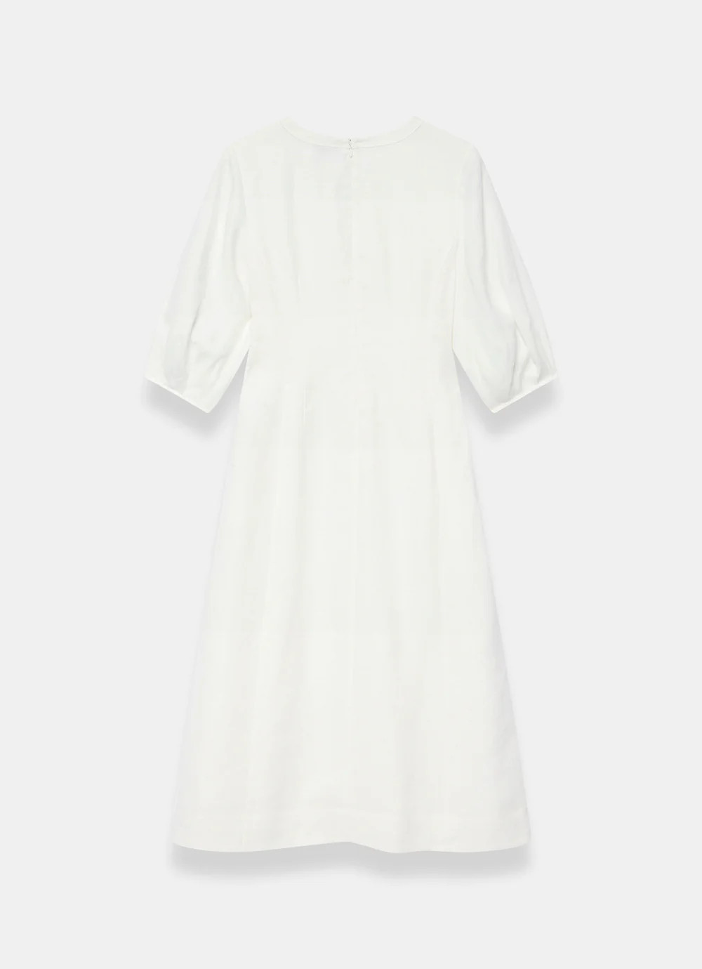 White Linen Puff Sleeve Midi Dress | Mint Velvet - US