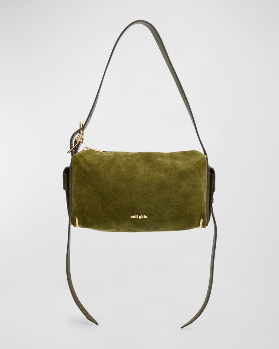 Cult Gaia Natasha Zip Suede & Leather Shoulder Bag | Neiman Marcus