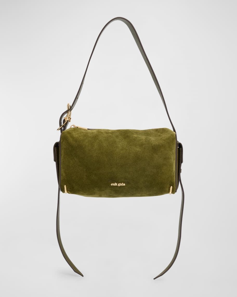 Natasha Zip Suede & Leather Shoulder Bag | Neiman Marcus