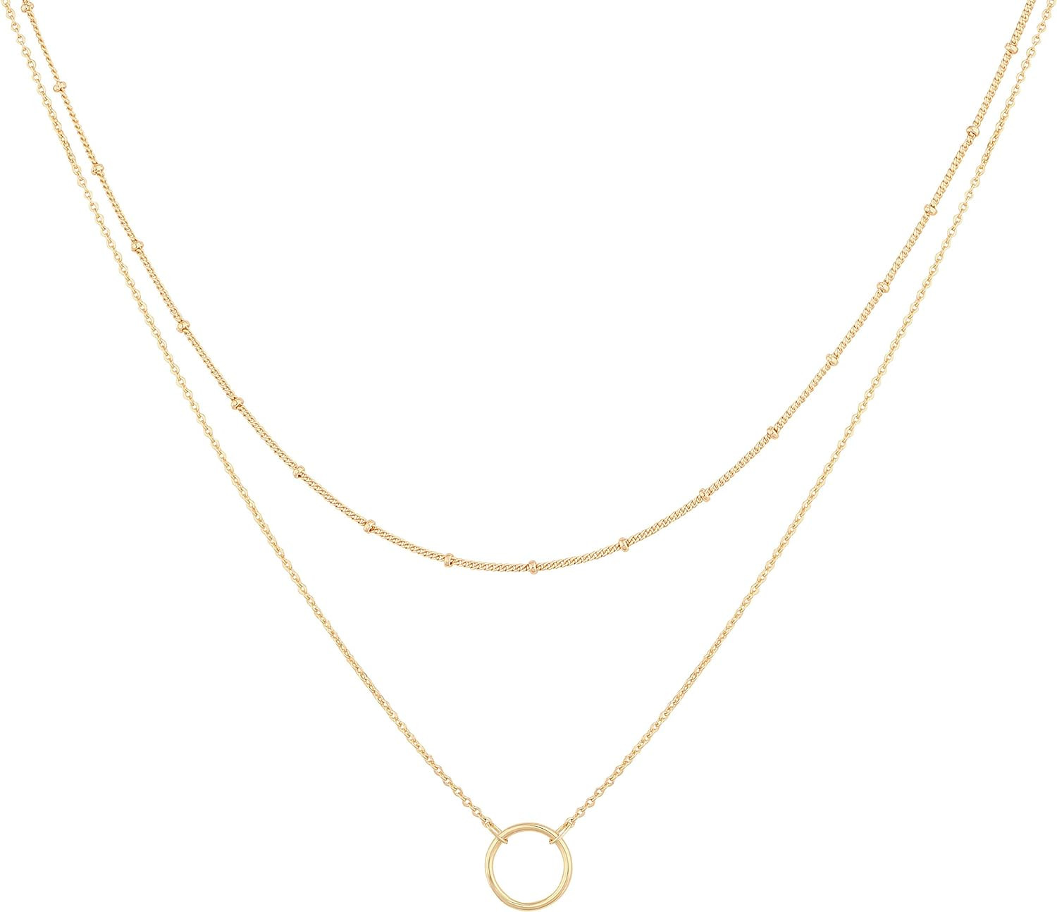 MEVECCO Layered Heart Necklace Pendant Handmade 18k Gold Plated Dainty Gold Choker Arrow Bar Laye... | Amazon (US)