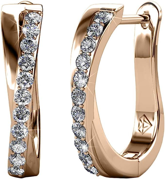 Cate & Chloe Amaya 18k White Gold Plated Hoop Earrings For Women | Twisted Silver Hoops Earring S... | Amazon (US)