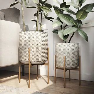 Lacey Golden Planters (Set of 2) | Bed Bath & Beyond