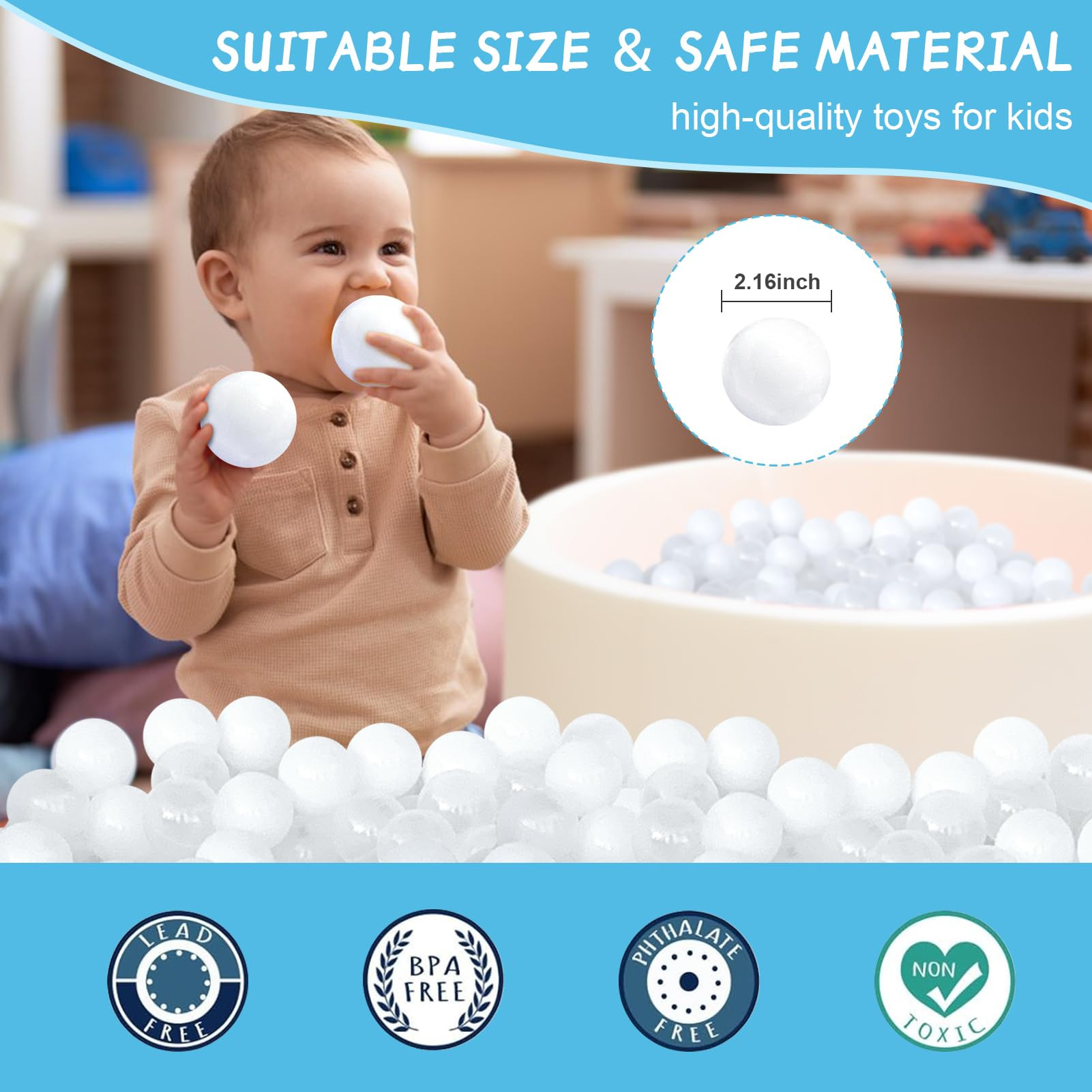 Ball Pit Balls 100 for Toddlers Crush Proof Plastic Balls for Ball Pit Phthalate Free BPA Free Co... | Amazon (US)