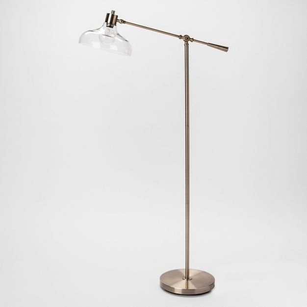 Crosby Glass Shade Floor Lamp Brass (Includes LED Light Bulb) - Threshold&#8482; | Target