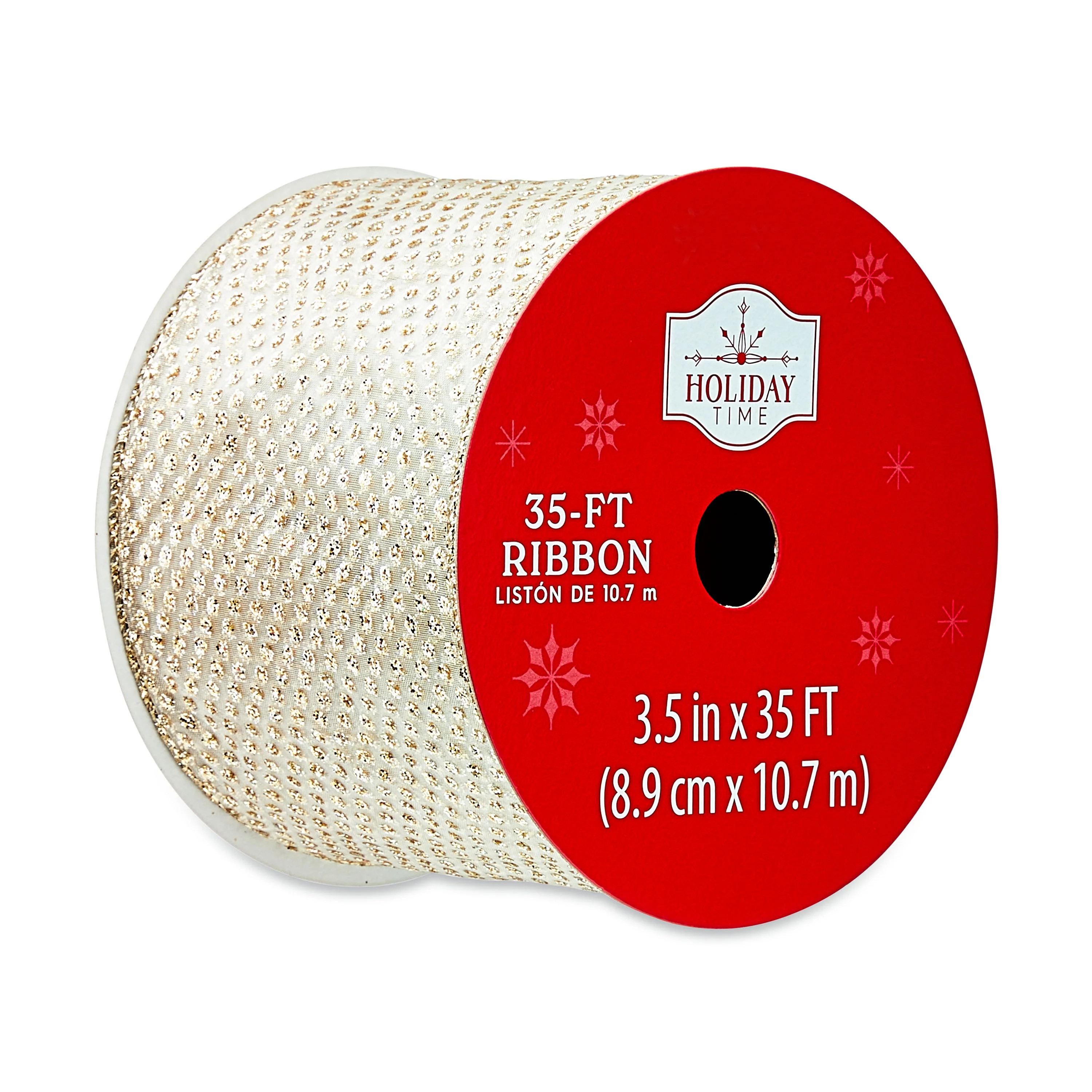Gold Glitter Dot Christmas Ribbon, 35 ft, by Holiday Time | Walmart (US)