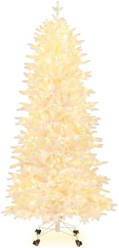 GOFLAME 7FT Pre-Lit Christmas Tree with Wheels, Snow Flocked Artificial Xmas Tree with 1880 Branc... | Amazon (US)