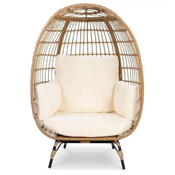 Best Choice Products Wicker Egg Chair Oversized Indoor Outdoor Patio Lounger w/ Steel Frame, 440l... | Walmart (US)