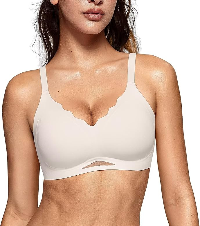 Vertvie Bras for Women Wireless Comfortable Push Up Bra Scalloped Seamless Full Coverage No Under... | Amazon (US)