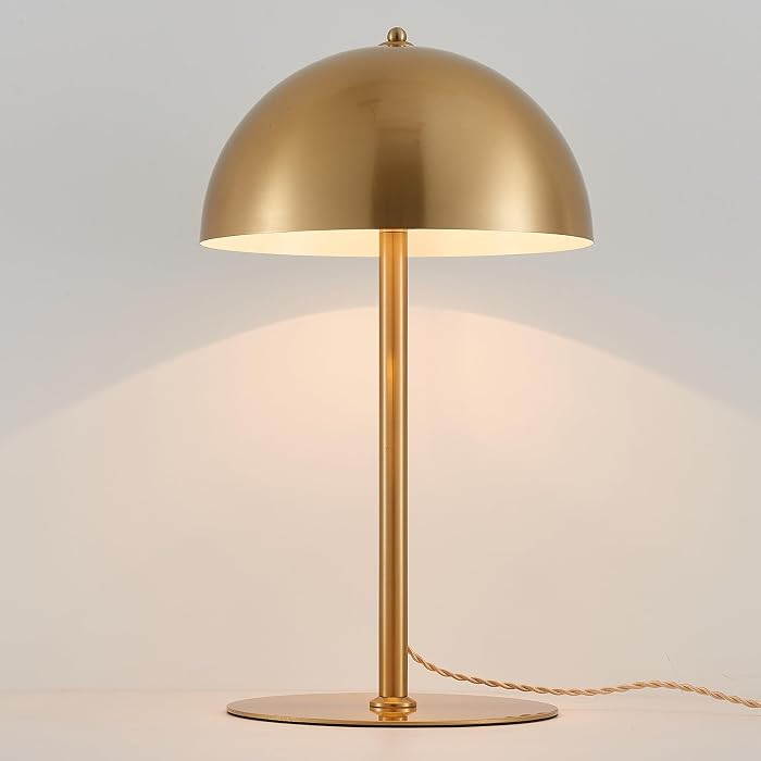 Metal Mushroom Table Lamp, 20.8" Gold Dome Table Lamp Bedside Lamp with Stable Base, Mid-Century ... | Amazon (US)