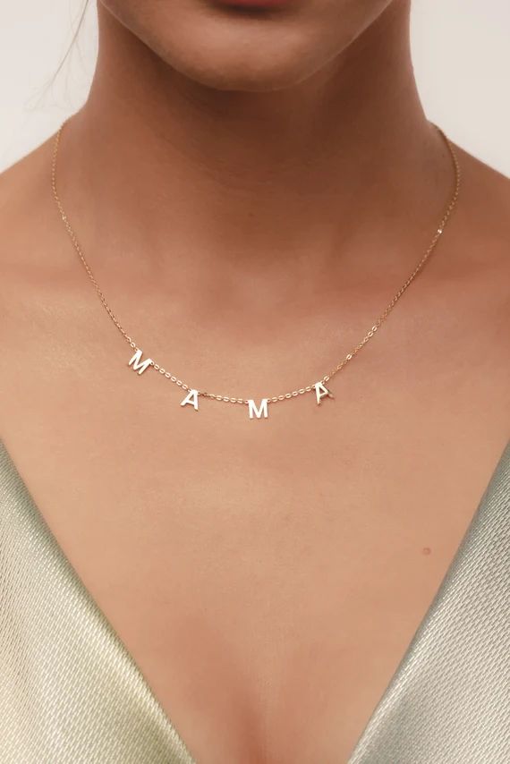 Mama Necklace - Custom Letter Necklace - Initial Necklace  - Gold Custom Letter Necklace -  Mothe... | Etsy (US)