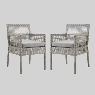 Aura 2pk Outdoor Wicker Rattan Patio Dining Chair - Modway | Target