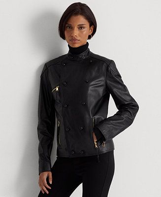 Lauren Ralph Lauren Women's Nappa Leather Moto Jacket & Reviews - Jackets & Blazers - Women - Mac... | Macys (US)