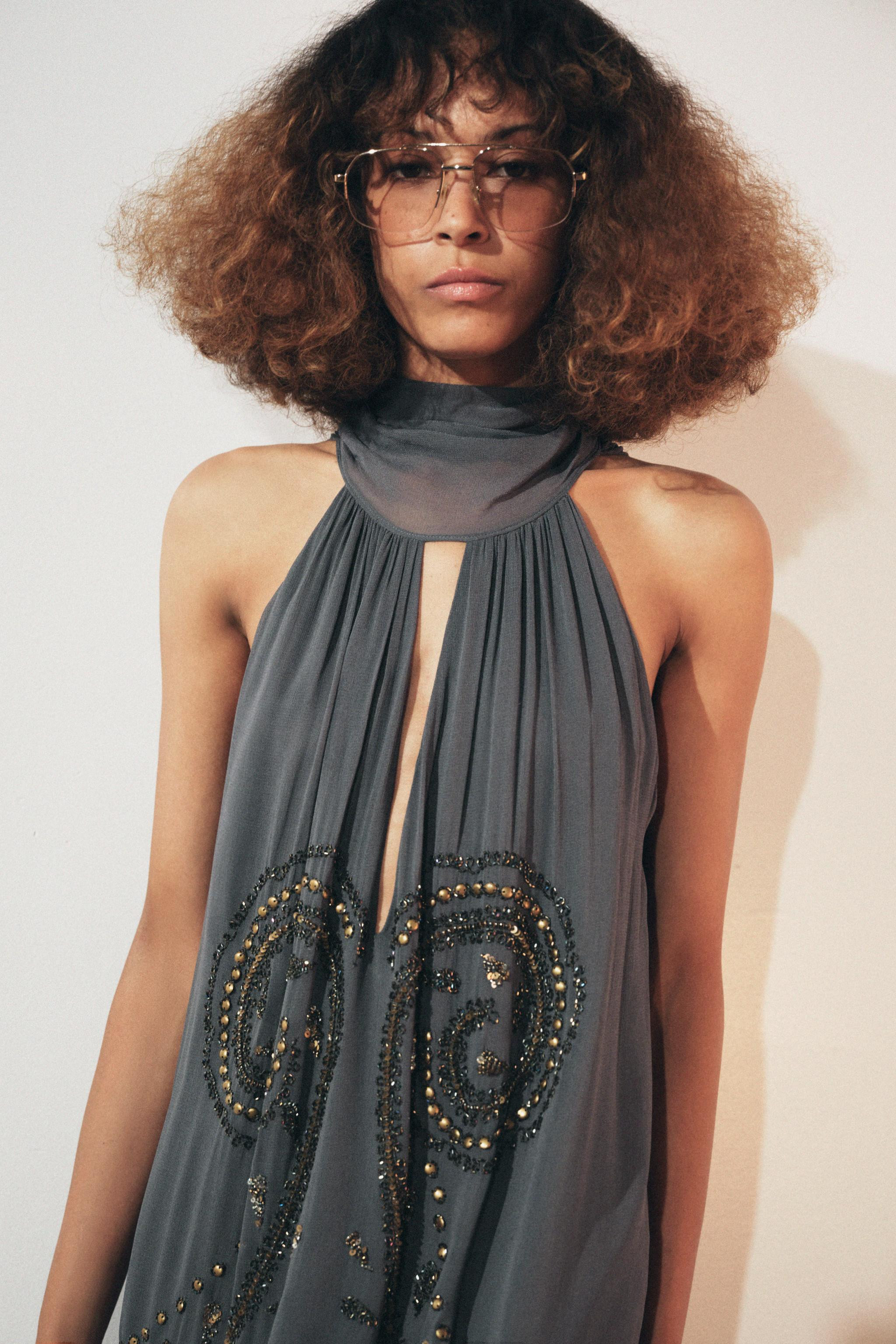 EMBROIDERED HALTER DRESS ZW COLLECTION | Zara US