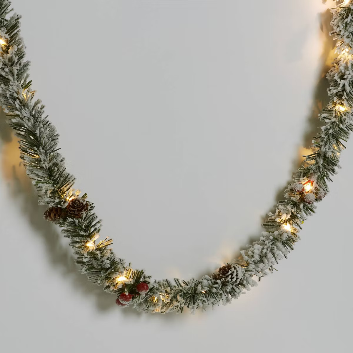 30ct LED Dewdrop with Flocked Greenery Christmas Indoor/Outdoor Novelty String Lights Warm White ... | Target