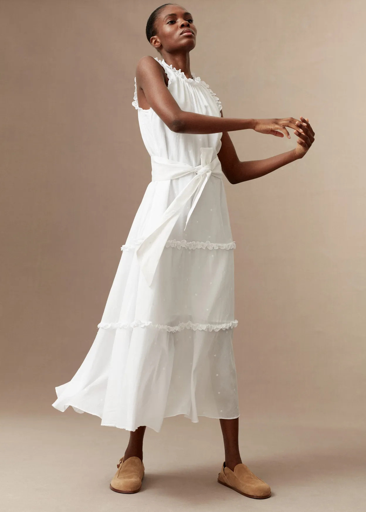 Scallop Embroidery Maxi Dress + Belt | ME + EM