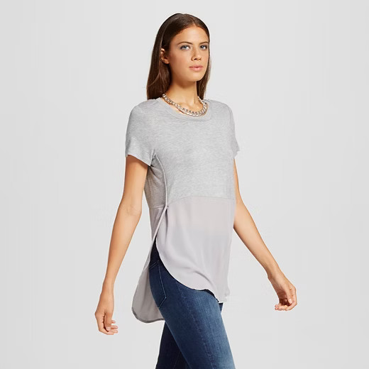 Women's Mixed Media Side Split Tee - Mossimo™ | Target